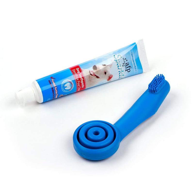 All for Paws Dog Toothpaste Dental Care Kit, Dog Tooth Cleaning Toothpaste and Brush, Helps Reduce Tartar and Plaque Buildup Peanut Butter-palm brush - PawsPlanet Australia