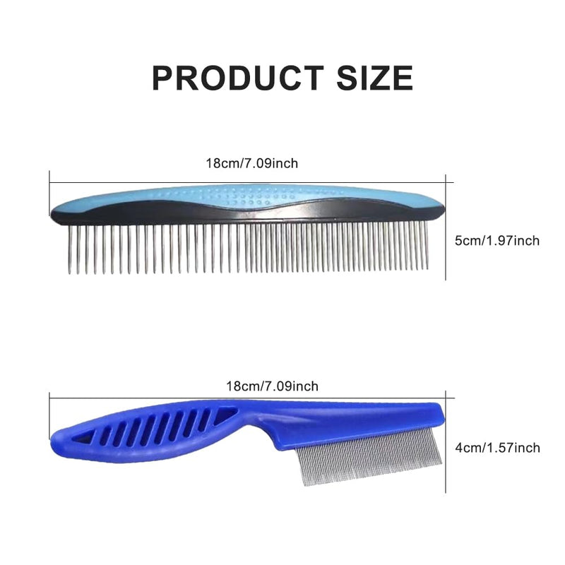 2-piece pet comb, portable cat dog flea comb, professional flea comb for removing fleas, stainless steel pet care combs, lice comb dust comb for cats and dogs (blue). - PawsPlanet Australia