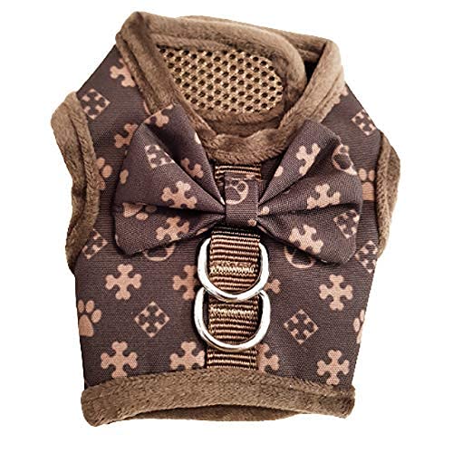 Pretty Pampered Pets Designer Tiny Toy Chihuahua Harness Puppy Dog Harness Coat Cat Kitten Harness Small Breeds Tiny Teacup Brown Fur Edges (XXS) XXS - PawsPlanet Australia