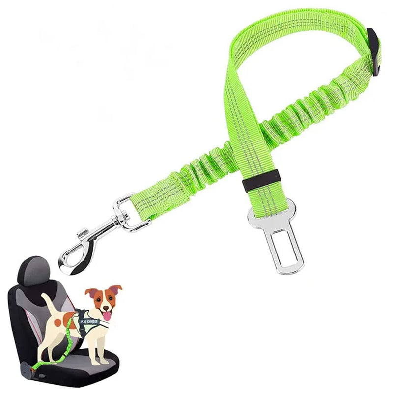 Heavy Duty Nylon Dog Seat Belt for Car - Adjustable, Reflective and Safe Pet Seatbelt for Traveling with Your Pet - Perfect for Cars, SUVs and Trucks - Green - PawsPlanet Australia