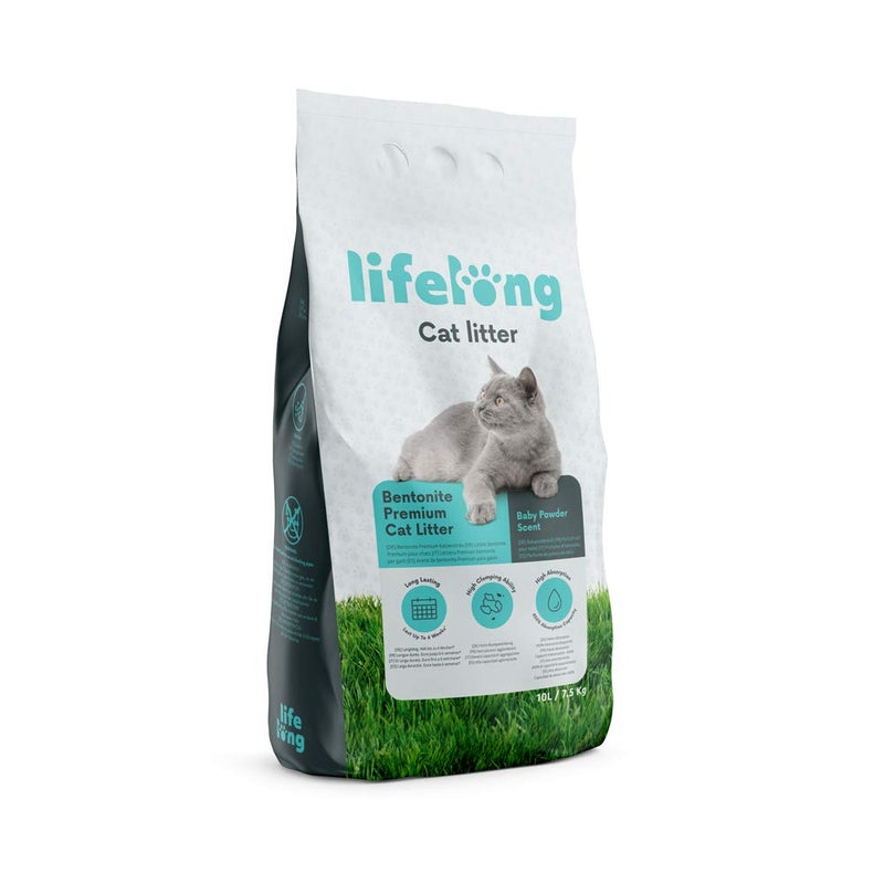 Amazon Brand Lifelong Bentonite Premium Cat Litter Baby Powder Scent 10L 10 l (Pack of 1) - PawsPlanet Australia