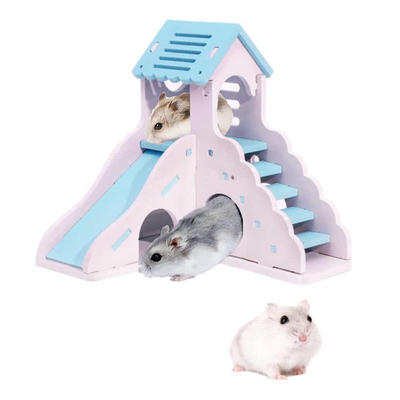 NA Wooden Hamster House Animals Pet House with Climbing Ladder Slide Hamster Hideout for Hamster, Chinchilla, Rat, Gerbil - PawsPlanet Australia