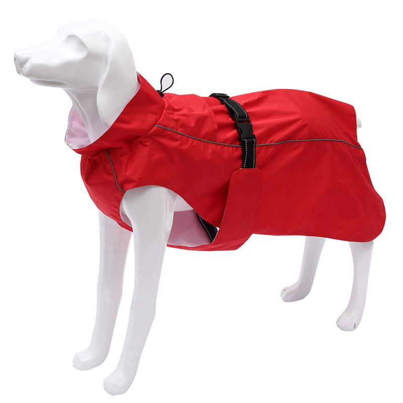 Dog raincoat, rain poncho for dogs, rain gear for dogs, dog clothes with adjustable bands and drawstring, fit for medium large dogs - Red - XXXL - PawsPlanet Australia