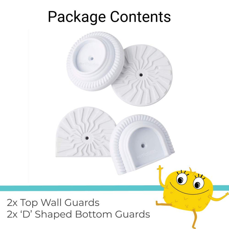 [Australia] - Toddleroo by North States Baby Safety Gate Wall Guards: Provides Extra Safety and Stability for Most Pressure Mounted Gates. Protects Walls from Damage. Pressure or Hardware Mount. (Pack of 4, White) 1 