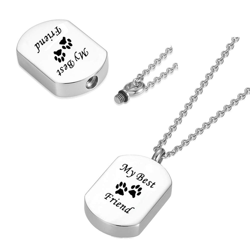 Cremation Jewelry for Ashes for Pet Stainless Steel Keepsake Waterproof Memorial Pendant Ash Holder Paw Print Urn Necklace for Cat Dog's Ashes with Filling Kit - PawsPlanet Australia