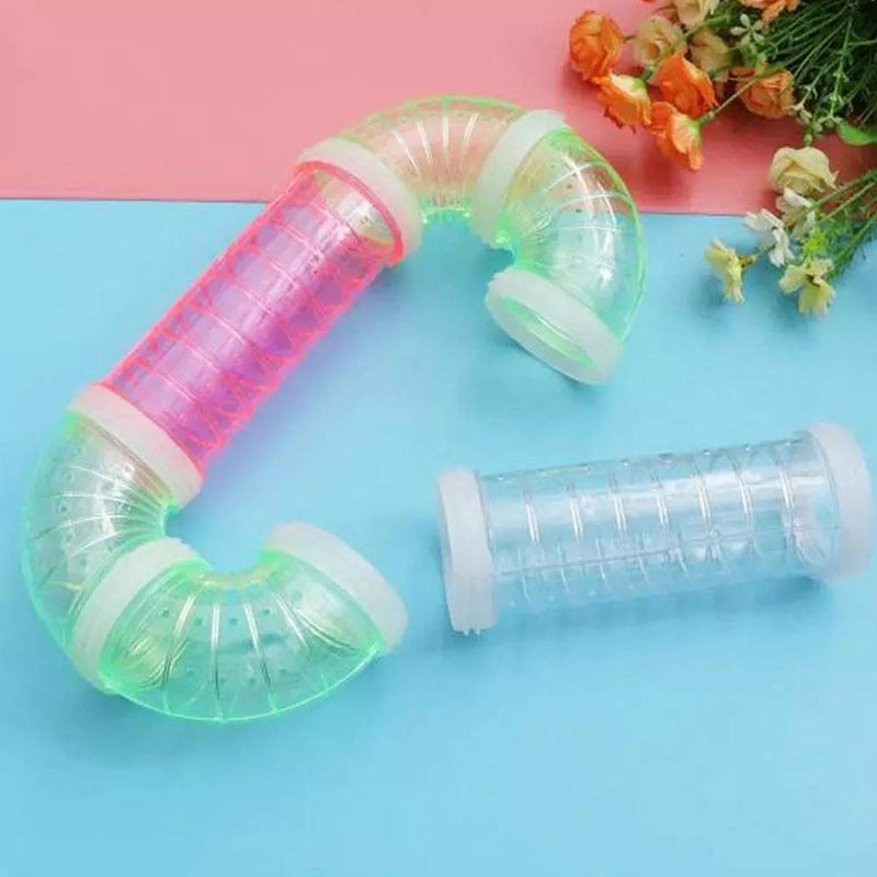 zfdg Hamster Tubes Transparent, DIY Hamster Tunnel, Hamster Pipe Toy, Hamster Transparent Pipe Toy, Hamster Tunnel Toy, for Hamster Cage Small Pet Pipe Connection Sports Tunnel Toy (Green) Green - PawsPlanet Australia