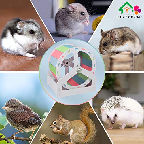 Hamster Exercise Wheels Super Silent Runner with Adjustable Stand Spinner Running Quiet, Include Wheels & Cage Attachment, for Hamsters Gerbils Mice Other Small Pets Animals, Color Strips Blue Green Pink & White - PawsPlanet Australia
