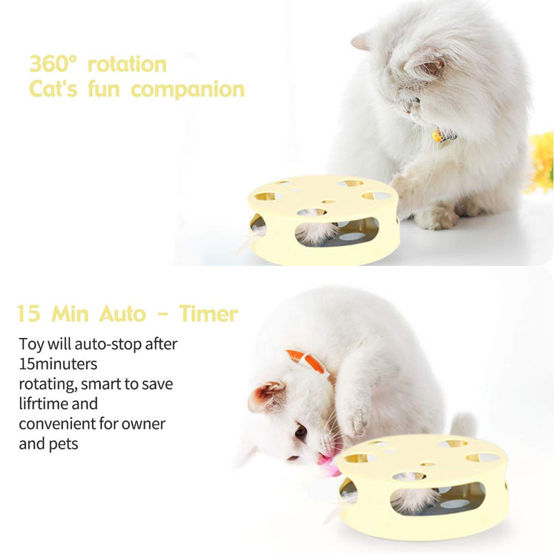 [Australia] - Mylopet Cat Toys for Indoor Cats, Interactive Automatic Kitten Toy Pet Toy, Smart Random Rotating Cat Feather Toy, Develops Natural Prey Instincts, Novelty Cats Toy Yellow 