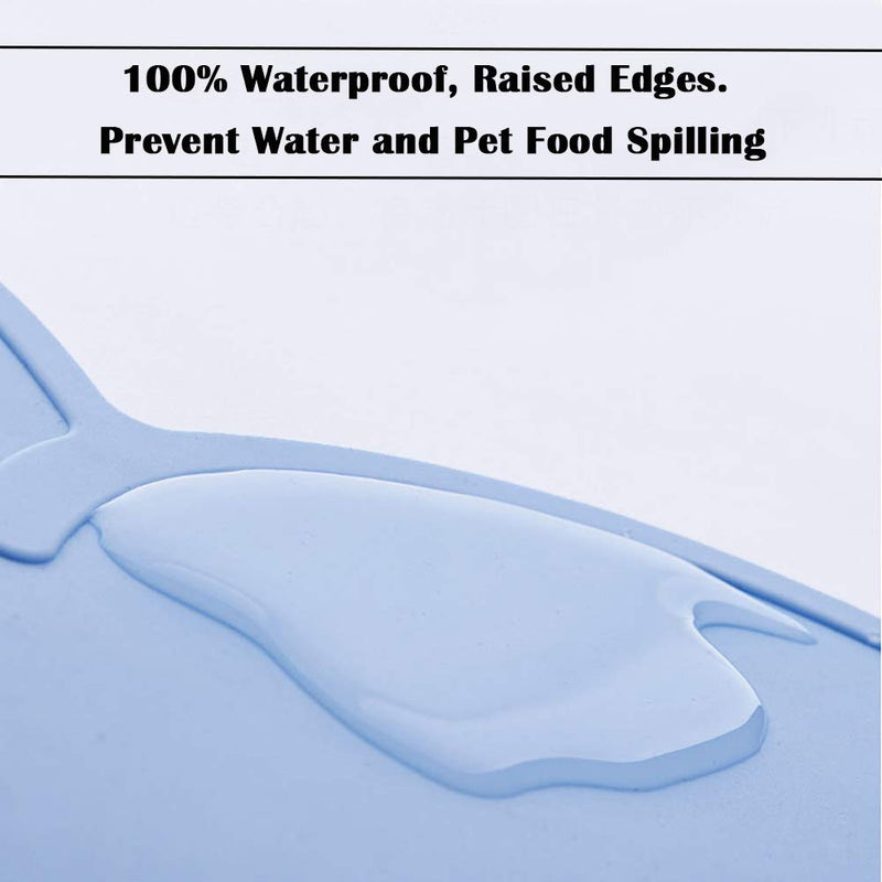 Love Dream Silicone Pet Feeding Food Mat Dog Cat Placemat Mat with Raised Edge, Anti-Slip Waterproof Pet Bowl Mats Pet Food Tray Blue - PawsPlanet Australia