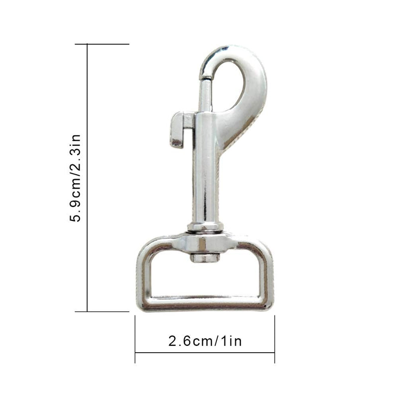 [Australia] - Huture 3pcs Square Eye Bolt Snap Hook Single Ended Flagpole Snap Clip Nickel Plated Swivel Snap Hooks for Keychain Horse Leads Pet Leashes Gate Latches Bag Straps Outdoors Tents 59mm, Silver 