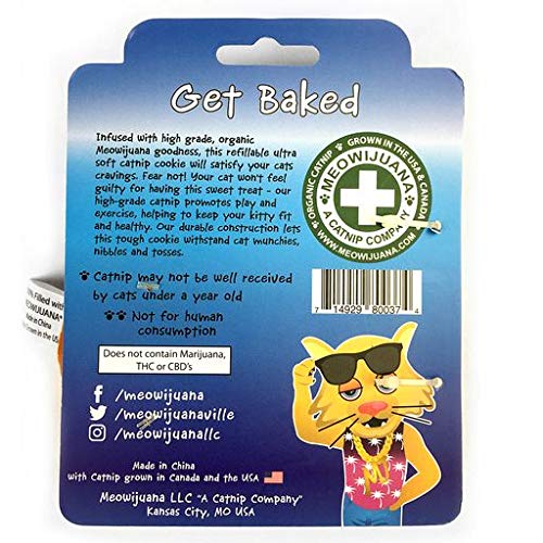 [Australia] - Meowijuana | Refillable Catnip Toy | Promotes Play and Cat Health | Includes Organic Catnip | | Feline and Cat Lover Approved Cookie 3 Count 