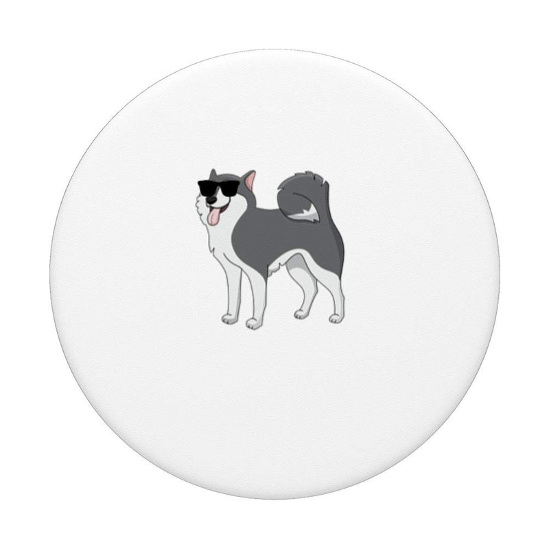 Funny Husky Dog Wearing Sunglasses PopSockets Grip and Stand for Phones and Tablets Black - PawsPlanet Australia