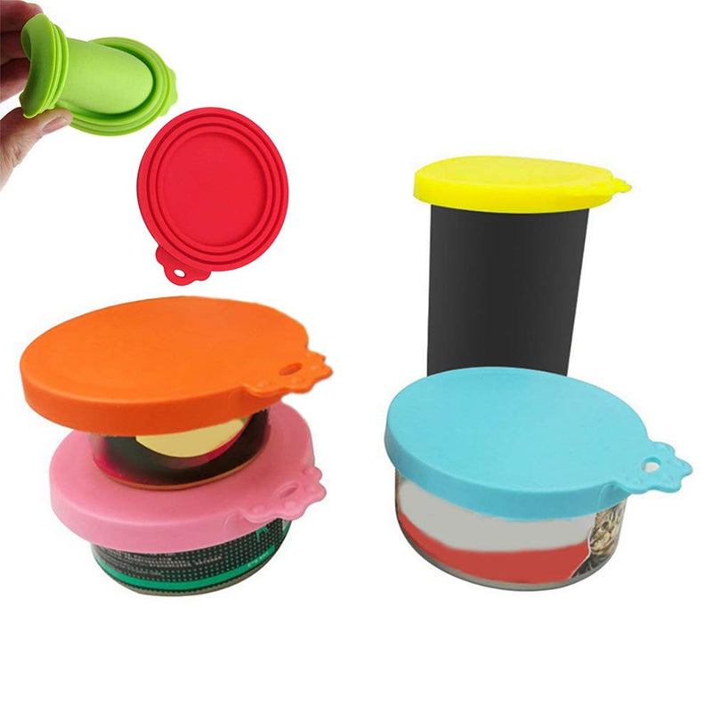 Set of 6 universal silicone can lids, silicone lid for can food, silicone covers for pet cans, dog and cat food, fits almost all food cans, 6 colours, dishwasher safe. - PawsPlanet Australia