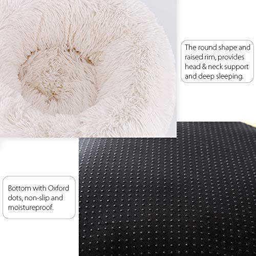 [Australia] - TINTON LIFE Luxury Faux Fur Pet Bed for Cats Small Dogs Round Donut Cuddler Oval Plush Cozy Self-Warming Cat Bed for Improved Sleep S 19.7x19.7x7.1" Dark grey 