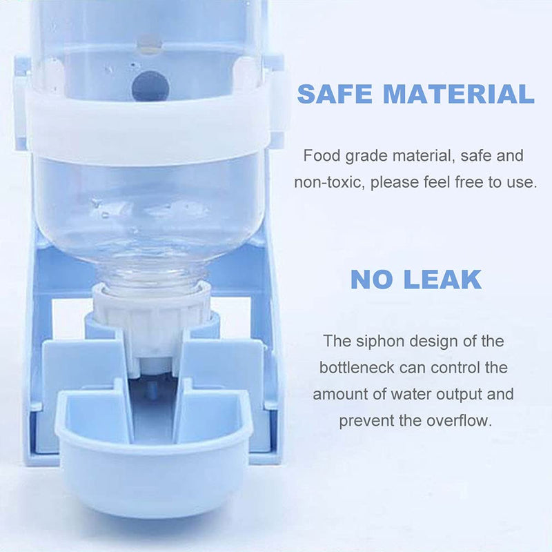 Oncpcare 17oz Rabbit Water Feeder, Pet Cage Suspended Water Dispenser, Hanging Automatic Small Animal Water Bottle Bowl for Bunny Chinchilla Hedgehog Ferret Hamster Blue - PawsPlanet Australia