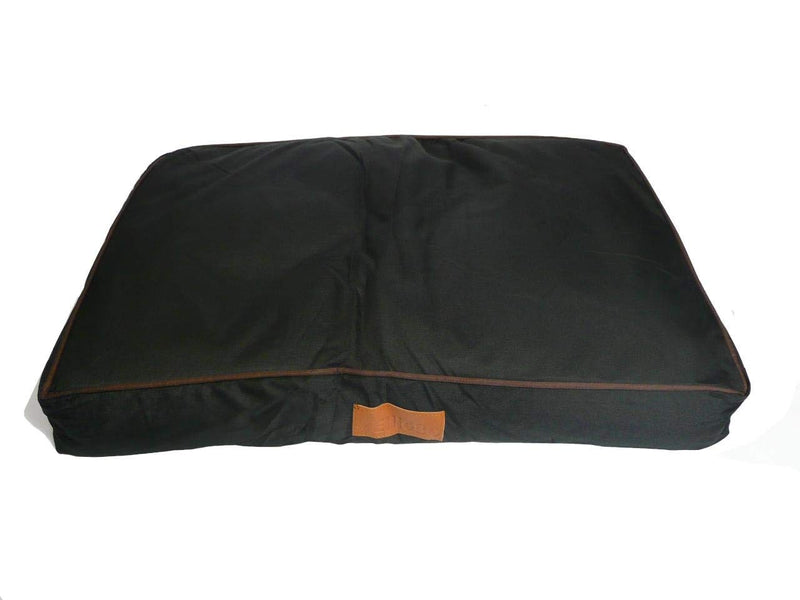 Ellie-Bo 100 x 66 x 10 cms Extra Large Replacement Waterproof Dog Bed Cover in Black with Brown Piping - PawsPlanet Australia