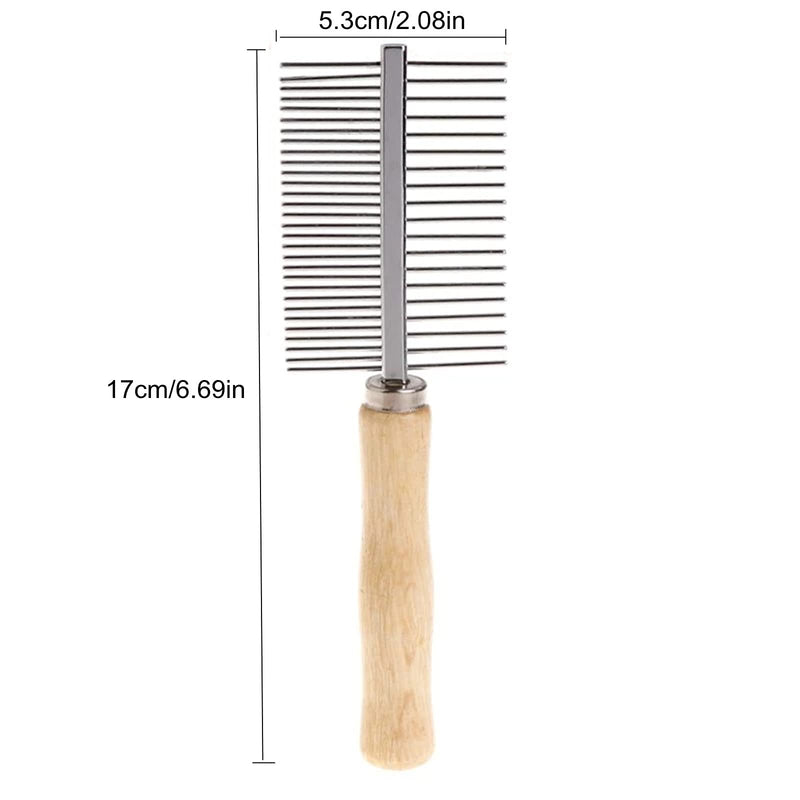 Pet Grooming Comb, 2 Pieces Stainless Steel Double Sided Cat Dog Comb Hair Brush Kitten Puppy Flea Comb with Wooden Handle - PawsPlanet Australia
