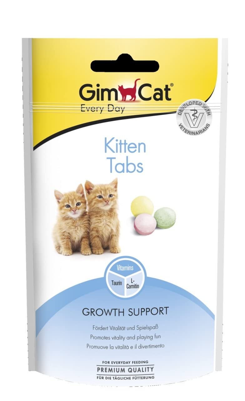 GimCat Kitten Tabs - Functional cat snack especially for young cats from the 6th week - 1 bag (1 x 40 g) 40 g (pack of 1) - PawsPlanet Australia