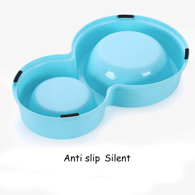 [Australia] - Synthiiz Pet Feeder Raised Dog Bowl with Stainless Steel Two Dinner Bowls, Blue 