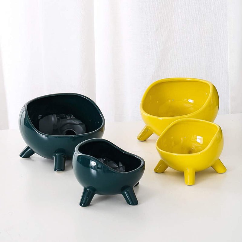 Cat Bowls Raised Cat Food Bowls Anti Vomiting,Ceramic Cat Food and Water Bowls Stress Free,Angled Elevated Pet Bowl with 4 fixed feet,Backflow Prevention,Non Slip,No Spill,for Cats and Small Dogs Green - PawsPlanet Australia