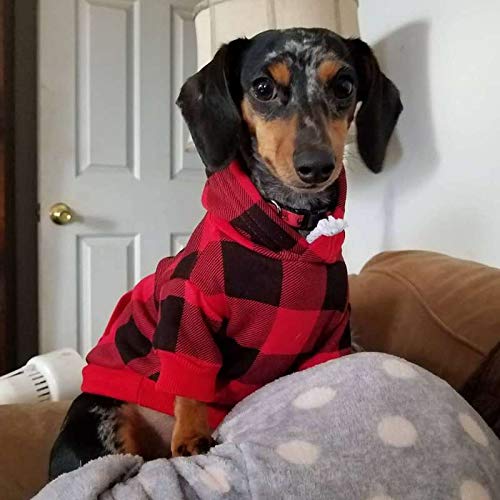 [Australia] - KOOLTAIL Plaid Dog Hoodie Pet Clothes Sweaters with Hat X-Small Red 