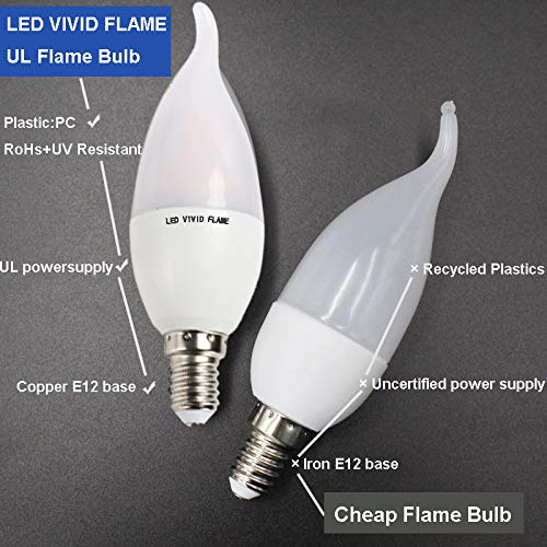 LED VIVID FLAME-LED Flame Bulb Flame Effect Light with UL Certification for E12 Base Chandelier Light Candle Light Bulbs LED Flickering Bulbs for Cafe/Garden/Hotel/Party/Bar(1 Pack) 1 Count (Pack of 1) - PawsPlanet Australia