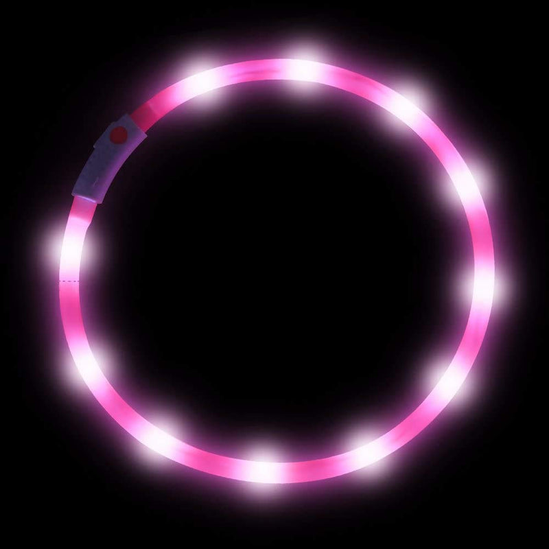 Iseen Led Dog Collar Dog Christmas Collar Ultra Bright USB Rechargeable Adjustable Size Dog Collars for Puppy Medium Large Dogs - Increased Visibility & Safety Pink - PawsPlanet Australia