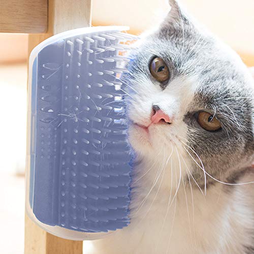 Hub's Gadget 2 Pack Cat Self Groomer, Wall Corner Massage Comb Grooming Brush, Grey - PawsPlanet Australia