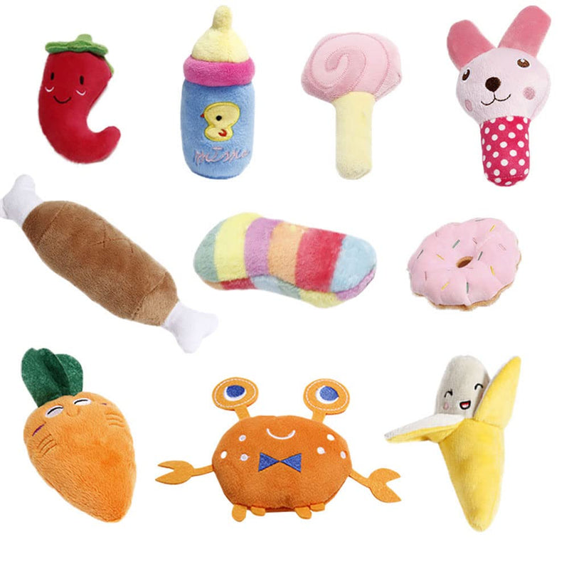 BBAOO Dog Toys Small Dogs, Pack of 10 Plush Toys, Squeaky Puppy Toys, for Cleaning Dog Teeth, Interactive Training Toys for and Medium Dogs - PawsPlanet Australia