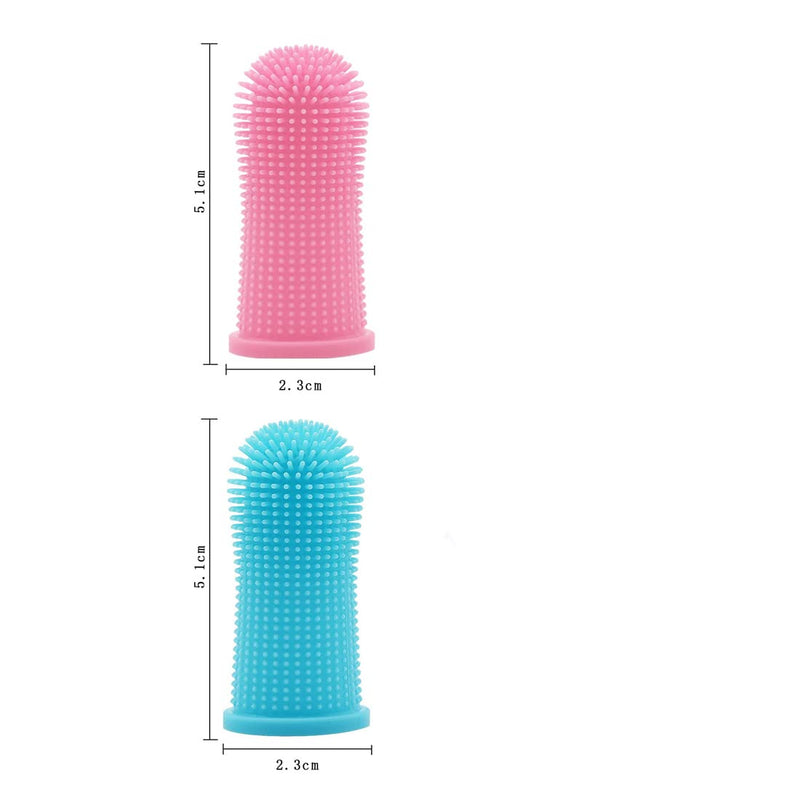 Pack of 4 Dog Toothbrush Finger Cot Reusable Pet Finger Toothbrush Finger Cots Dog Dental Care Anti-Plaque Finger Dog Food Grade Silicone 360° Fully Wrapped Bristles - PawsPlanet Australia