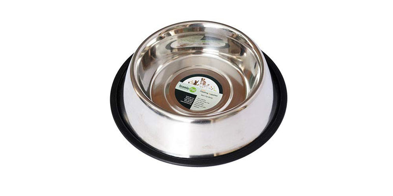 [Australia] - Iconic Pet 12 Cup Stainless Steel Non-Skid Pet Bowl for Dog or Cat (2 Pack) 1 Cup/8 oz. 