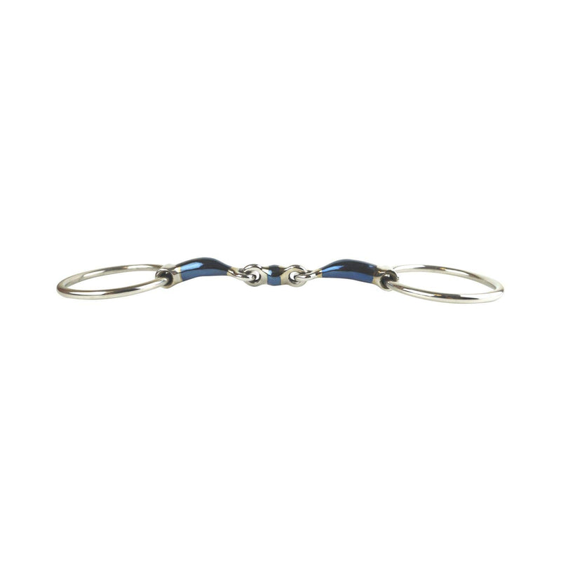 AK Loose ring double jointed Lozenge with curved shape Horse Riding Bit (5.75'', Blue-Silver) 5.75'' - PawsPlanet Australia