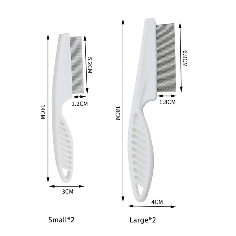 Pack of 4 Flea Combs for Cats and Dogs, Dog Comb for Removing Fleas for Long Hair, Metal Head Cat Comb for Grooming and Hair Removal of Face and Paws (White) - PawsPlanet Australia