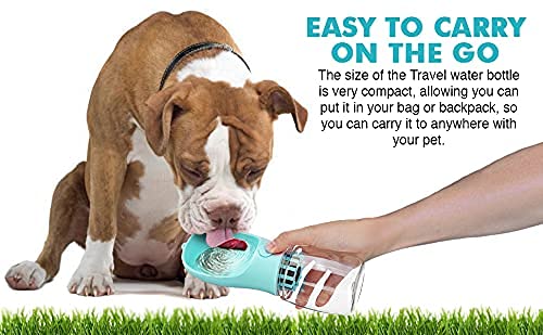 AS Pets Portable Dog Water Bottle 350ml, Pet Water Dispenser, Pets Water Bottle Suitable for Walking Drinking, Antibacterial Leak Proof Dog Travel Drink Bowl, Pet Outdoor Cup Dog Gift (350ml, Blue) - PawsPlanet Australia