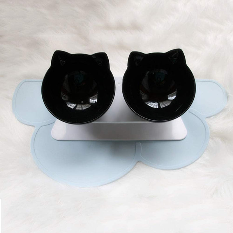 Love Dream Elevated Cat Bowls with Raised Stand, Pet Food Water Feeder Bowl, 15° Tilted Pet Bowl Stress-Free Suit for Cats Small Dogs Black+Black - PawsPlanet Australia