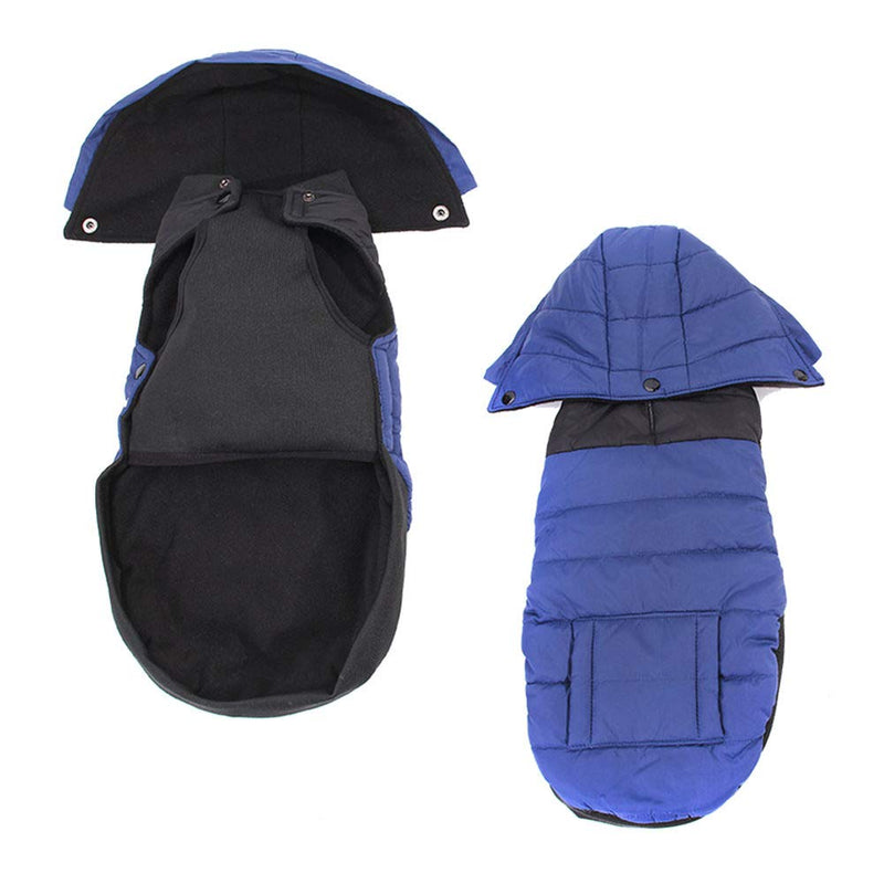 Fragralley Dog Coats with Warm Detachable Hat, Pet Clothes Jacket Winter Hoodie Anxiety Vest, Soft and Waterproof M - Back Length: 16" Blue - PawsPlanet Australia