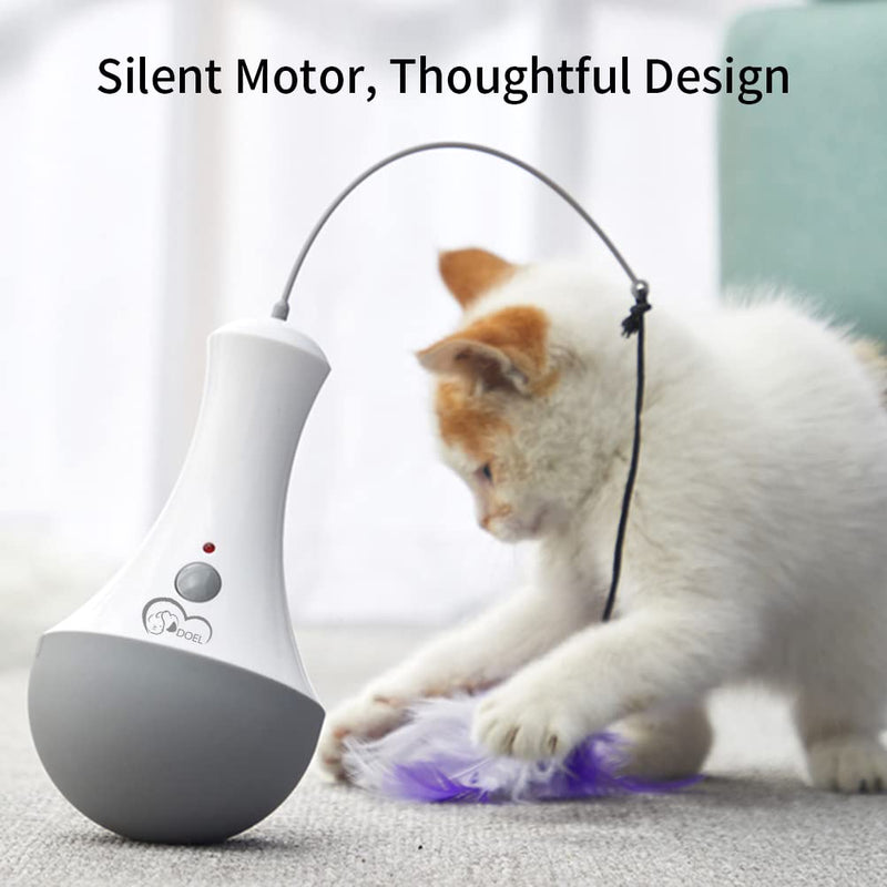 DOEL Interactive Cat Toy with Indoor Cat Feather, Cat Toy Electric Cat Toy Intelligence, Tumbler Cat Toy for Battery Operated as Cat Gifts... - PawsPlanet Australia