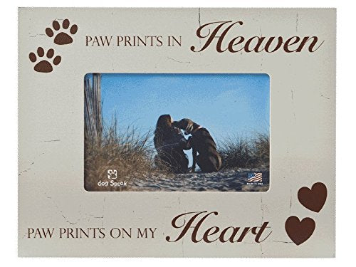 [Australia] - Dog Speak "Paw Prints in Heaven Horizontal Dog Picture Frame & Sympathy Card Gift Bundle 