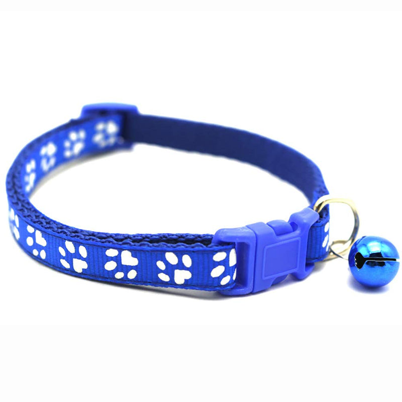 [Australia] - Flyup Cat Collars, Release Buckle Kitten Collar with Bell for Little Cats and Dogs 12 pcs/Set Dog footprint 