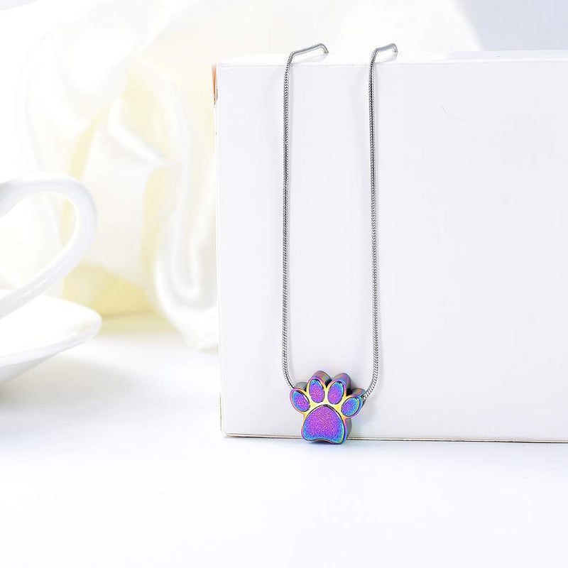 QGJNSGC Paw Print Urn Necklace for Ashes, Cremation Jewelry for Ashes Urn Necklace Keepsake Jewelry for Pet/Dog's/Cat's Ashes Pendant Memorial Gifts for Man/Women(Colourful) Colourful - PawsPlanet Australia