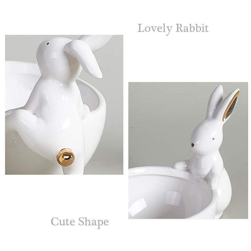 Decor Ceramic Ring Dish Centerpiece Fruit Bowl Plate Rabbit Bunny Candy Dishes Storage Key Tray for entryway Snack Bowl Jewelry Dessert Creative Decoration Serving Gift (Climbing rabbit) Climbing rabbit - PawsPlanet Australia