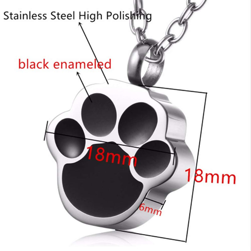 [Australia] - QUMY Pet Cat Dog Paw Print Cremation Jewelry for Ashes Wearable Urn Necklace Keepsake Memorial Pendant for Women Men, with Stainless Chain and Funnel Fill Kits 