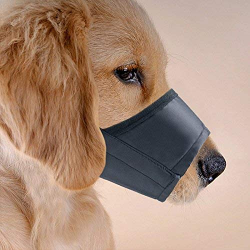 JYHY Nylon Dog Muzzle - Adjustable Quick Fit pet muzzle Prevent from Biting Barking and Chewing for Small Medium Large Dogs,Black Black - PawsPlanet Australia