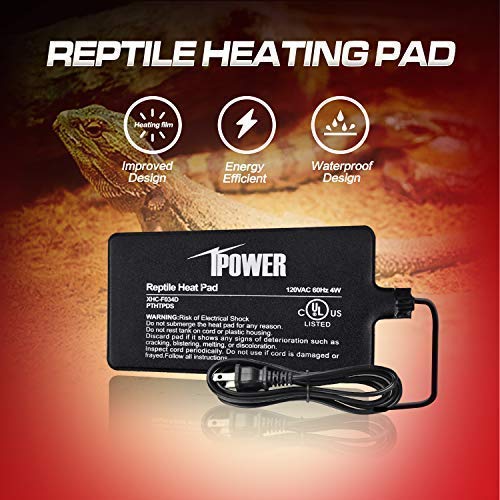 iPower Reptile Heating Pad Terrarium Heater Under Tank Heat Mat for Amphibians and Reptiles Pet 4" x 7" - PawsPlanet Australia