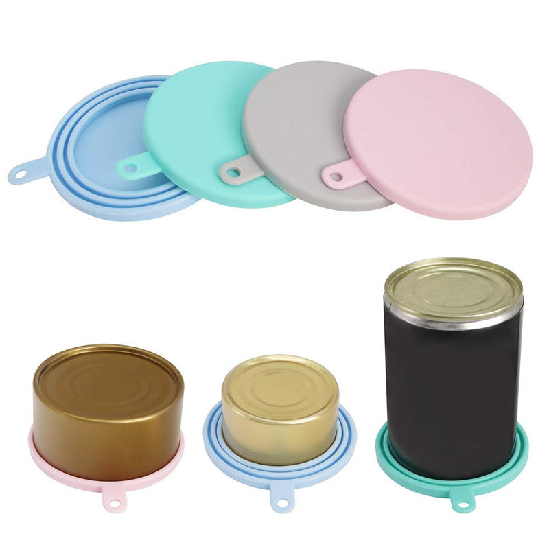 4 Pack Can Covers and 4 Pack Pet Spoons Set,Universal Silicone Can Lids for Pet Food Cans 1 Fit 3 Standard Size Dog and Cat Can Tops Cover Round - PawsPlanet Australia