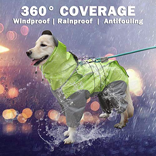 TFENG Dog Raincoat Waterproof Rain Jacket with Hood and Collar Hole Outdoor Adjustable Drawstring for Most Dogs 12 (Back Length: 32cm) Blue - PawsPlanet Australia