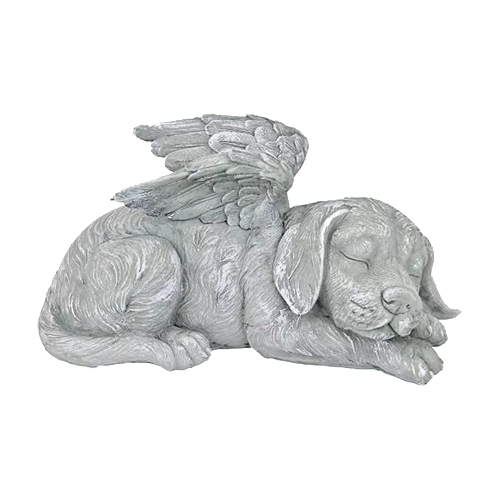 NA Dog Angel Wings Ornament Dog Angel Statue Mini Animal Statu for Garden Tombstones or Lawn Decoration - PawsPlanet Australia