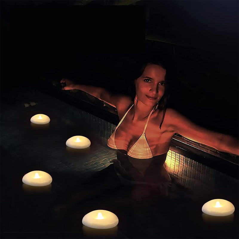 (Pack of 4) 3" Wax Flicker LED Water Floating Candle with Warm White Light Battery Operated Flameless LED Floating Candles for Centerpiece Swimming Pool or Bathtub Decor (Warm White) - PawsPlanet Australia