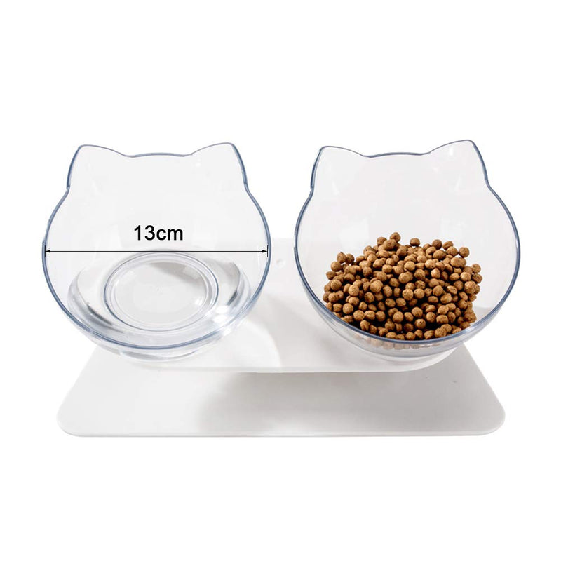 EUNEWR 15° Tilted Cat Food Bowl,Detachable Dish Bowl Raised Stand Transparent Cat Bowls, Raised Cat Bowl for Pet Food and Water Feeder - PawsPlanet Australia