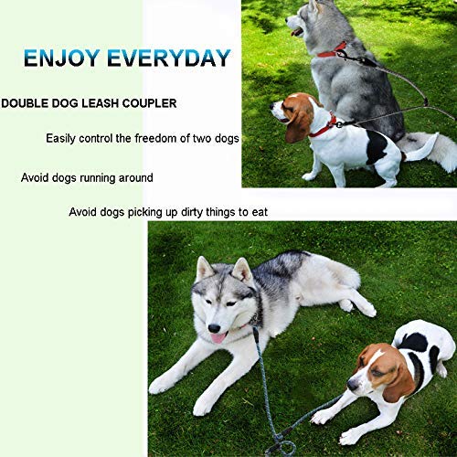 MayPaw Double Dog Lead Coupler, Sliding Dual Dog Lead Splitter, No Tangle Walking 2 Dogs, Medium Large Dog Lead Connector Black - PawsPlanet Australia